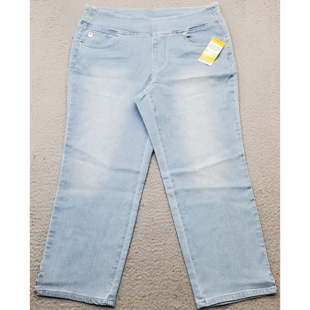 Belle By Kim Gravel Crop Jeans Womens 14T Blue Denim Light Wash Stretch Pull-On